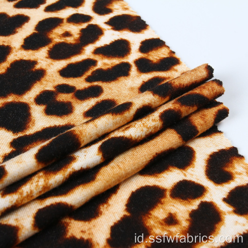 Baju Atasan Leopard Print Rajutan Rayon Spandex